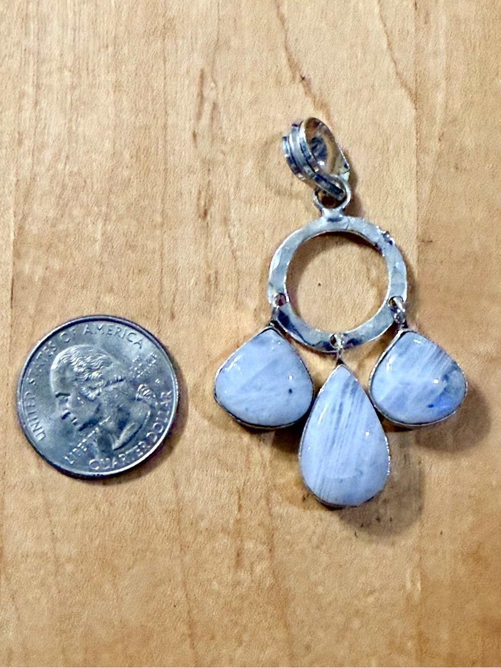 Flashy Moonstone Teardrop Pendant Necklace - 925 Plated/Stamped